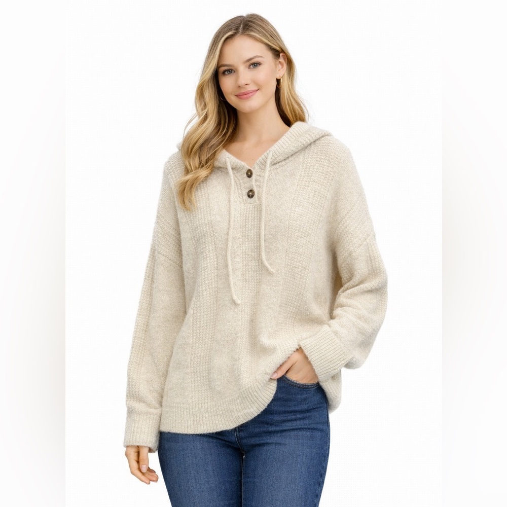 Cozy Cream Knit Hoodie - NWOT